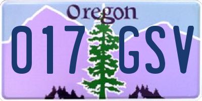 OR license plate 017GSV