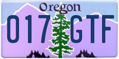 OR license plate 017GTF