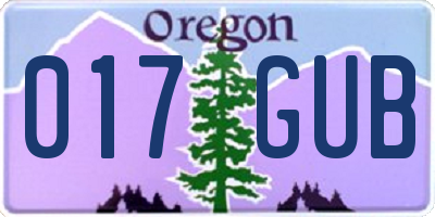 OR license plate 017GUB