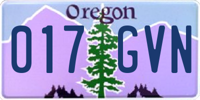 OR license plate 017GVN