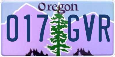 OR license plate 017GVR