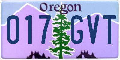 OR license plate 017GVT