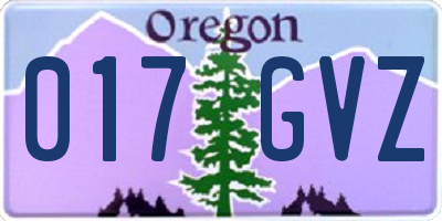 OR license plate 017GVZ