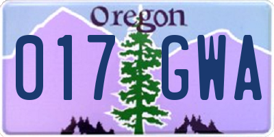 OR license plate 017GWA
