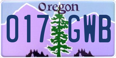 OR license plate 017GWB
