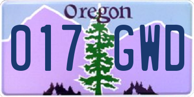 OR license plate 017GWD
