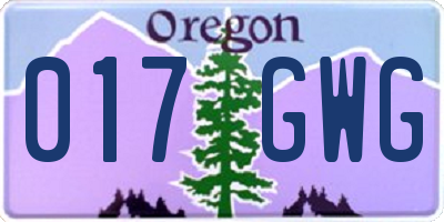 OR license plate 017GWG