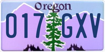 OR license plate 017GXV