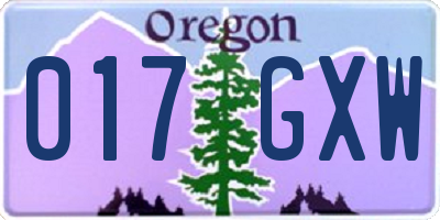 OR license plate 017GXW