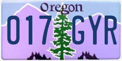 OR license plate 017GYR