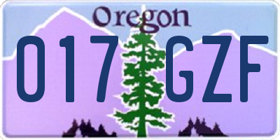 OR license plate 017GZF
