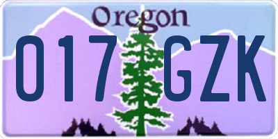 OR license plate 017GZK