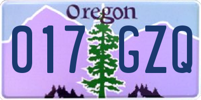OR license plate 017GZQ