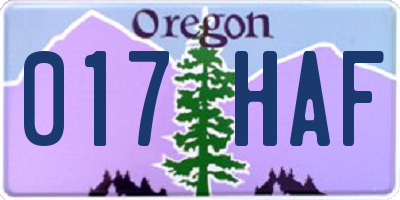 OR license plate 017HAF