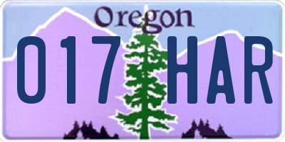 OR license plate 017HAR