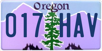 OR license plate 017HAV