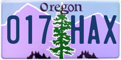 OR license plate 017HAX