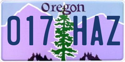OR license plate 017HAZ