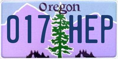 OR license plate 017HEP
