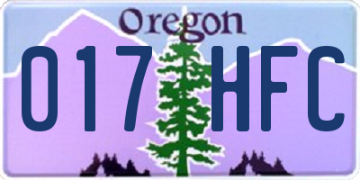 OR license plate 017HFC