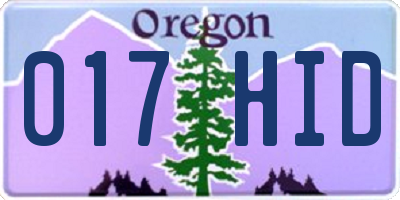 OR license plate 017HID