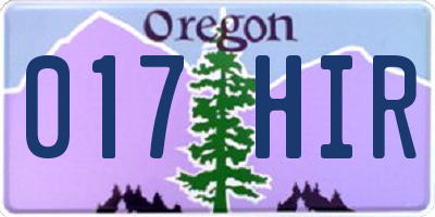 OR license plate 017HIR