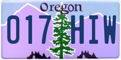 OR license plate 017HIW