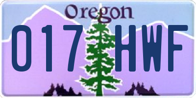 OR license plate 017HWF