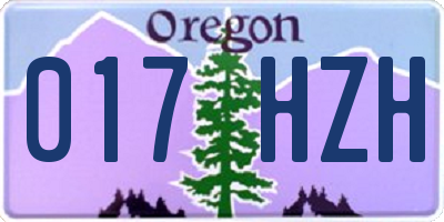 OR license plate 017HZH