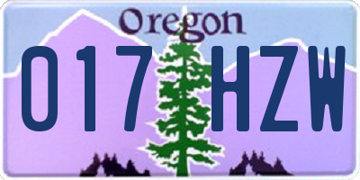 OR license plate 017HZW