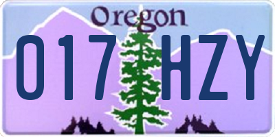 OR license plate 017HZY
