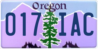 OR license plate 017IAC