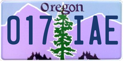OR license plate 017IAE