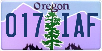 OR license plate 017IAF