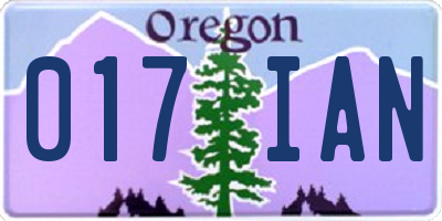 OR license plate 017IAN