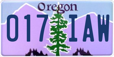 OR license plate 017IAW