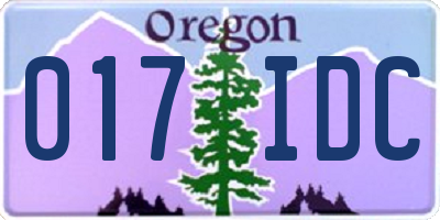 OR license plate 017IDC