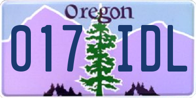 OR license plate 017IDL