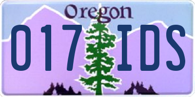 OR license plate 017IDS