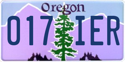 OR license plate 017IER