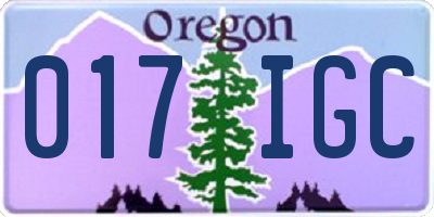 OR license plate 017IGC