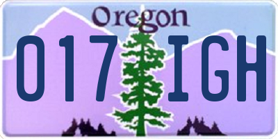 OR license plate 017IGH