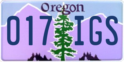 OR license plate 017IGS