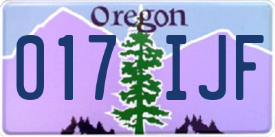 OR license plate 017IJF