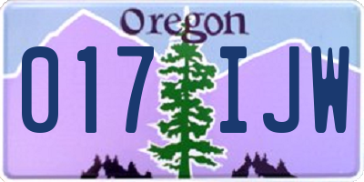 OR license plate 017IJW