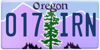 OR license plate 017IRN