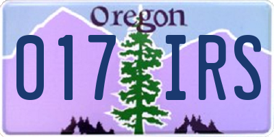 OR license plate 017IRS