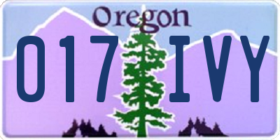 OR license plate 017IVY