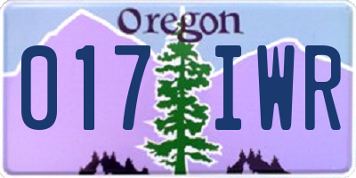 OR license plate 017IWR