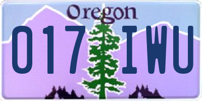 OR license plate 017IWU